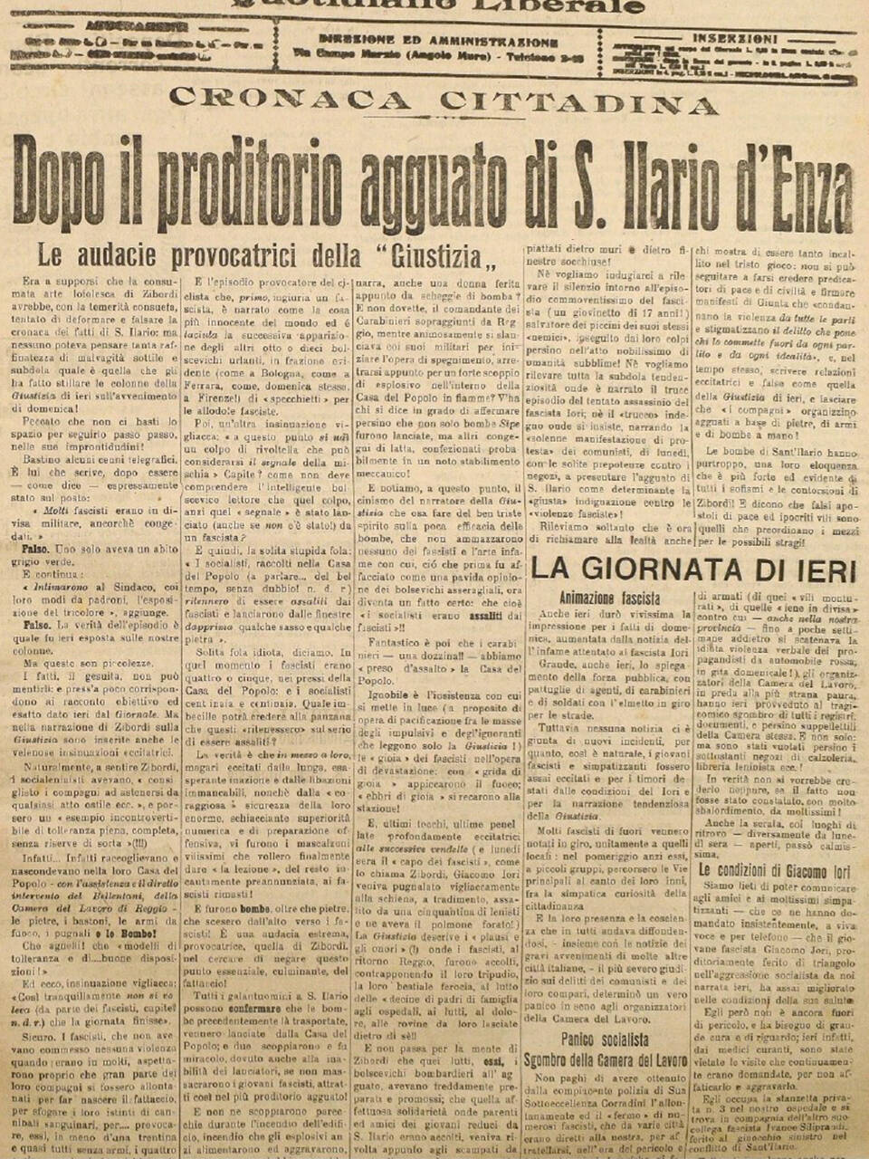 giornale di reggio 2 marzo 1921