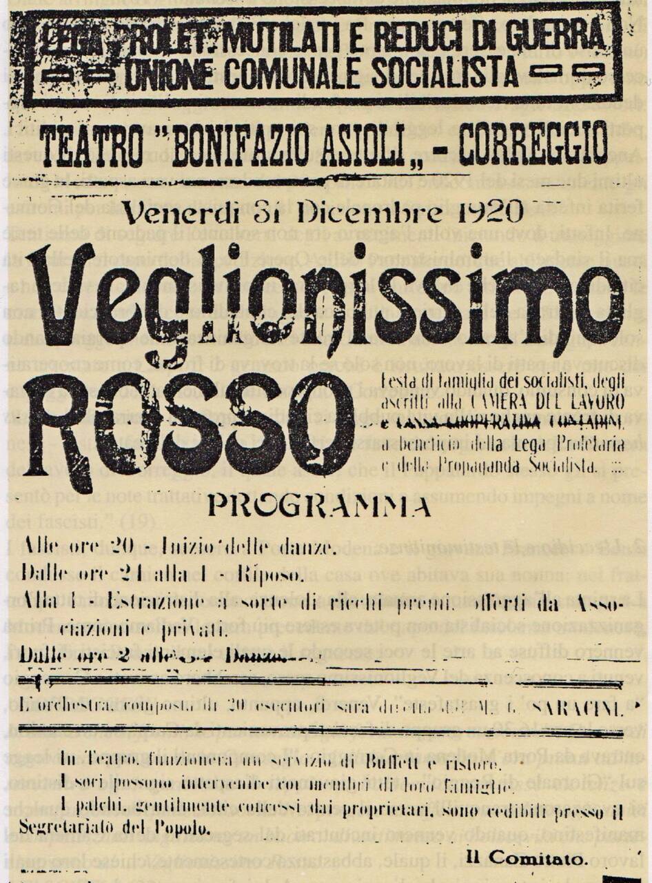 manifesto veglione rosso correggio 1920